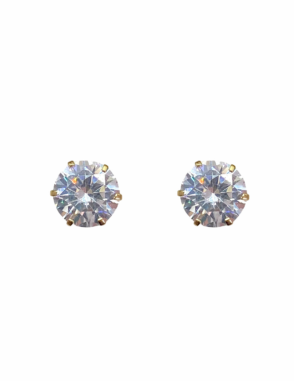 Broqueles con Zirconia Blanca en Oro de 10k