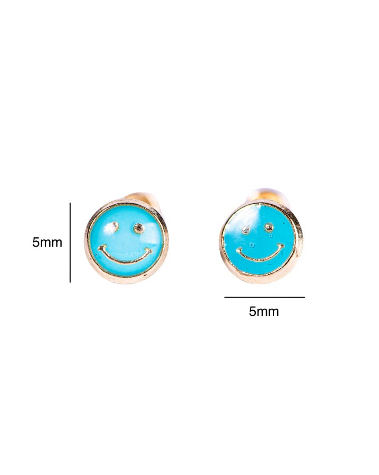 Broquel de Carita Feliz Azul en Oro de 10k