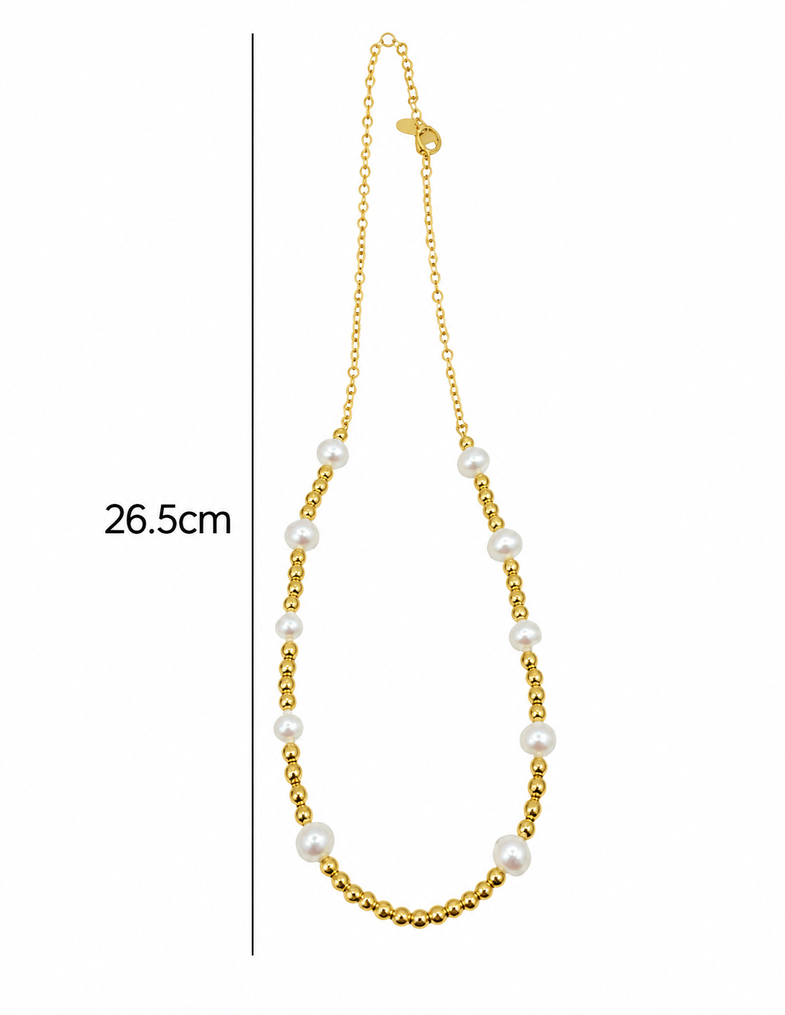 Set de collar en bolitas, con arracadas, en chapa de oro de 14k