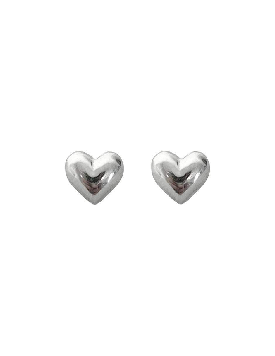 Broqueles de Corazon en Oro Blanco de 10k
