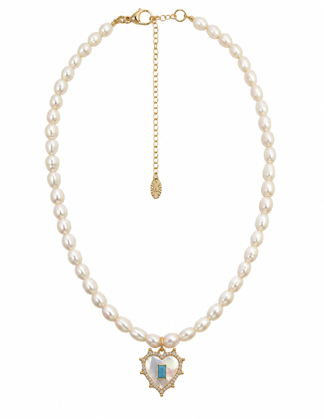 COLLAR MANCINI CORAZÓN MADRE PERLA CHAPA DE ORO 14K
