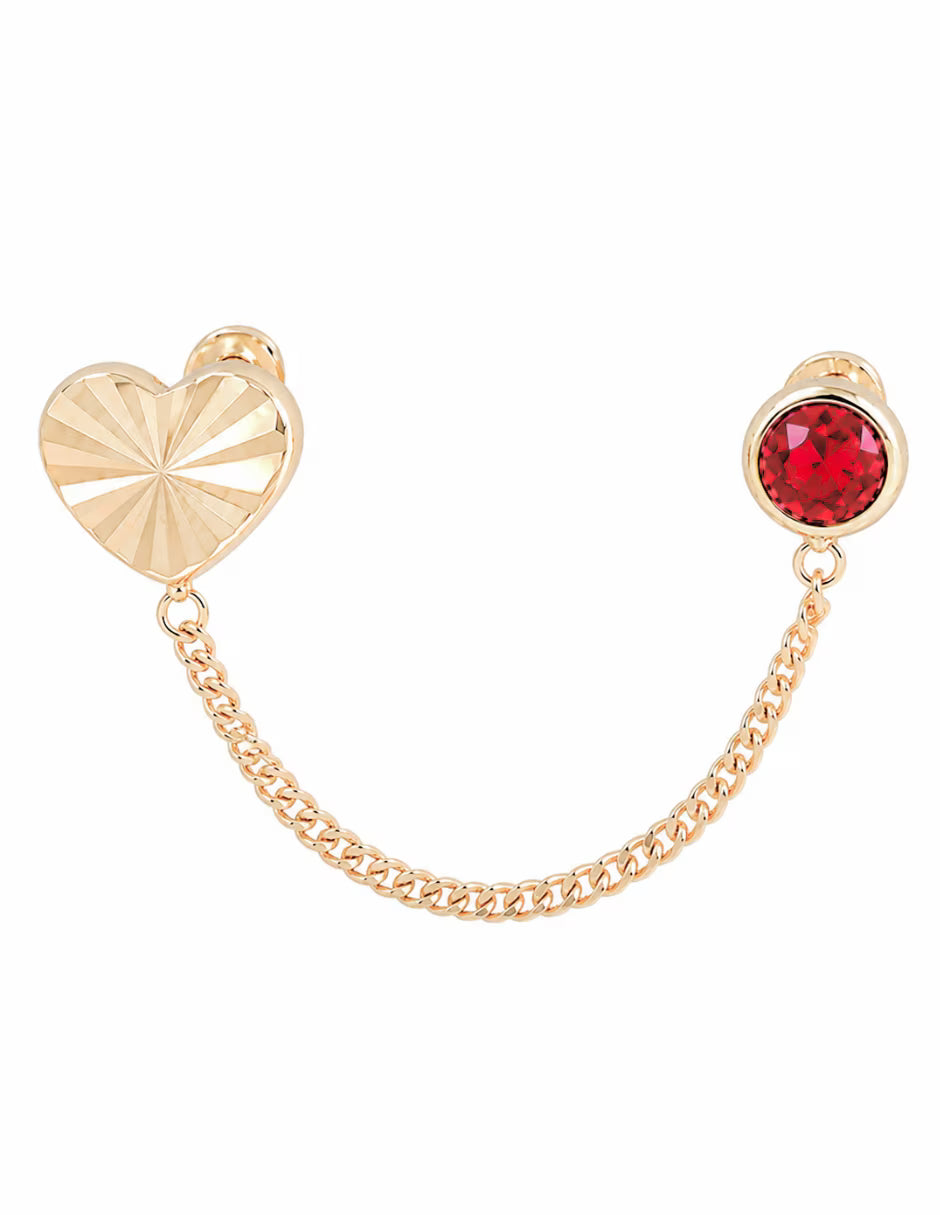 Piercing de corazón de oro 10 K con acabado brillante zirconia
