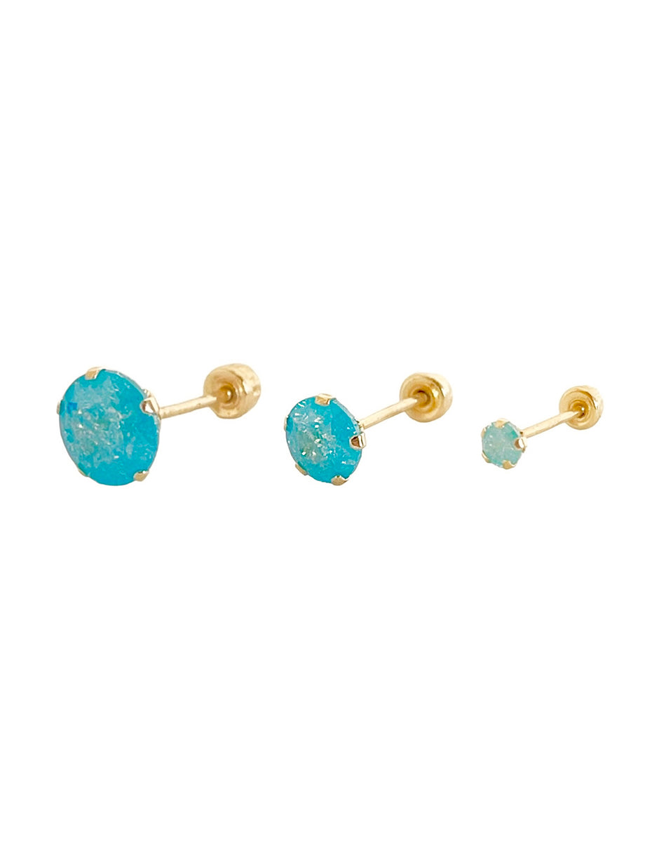 Set de Piercing Zirconia Ice Turquesa - en Oro de 10k
