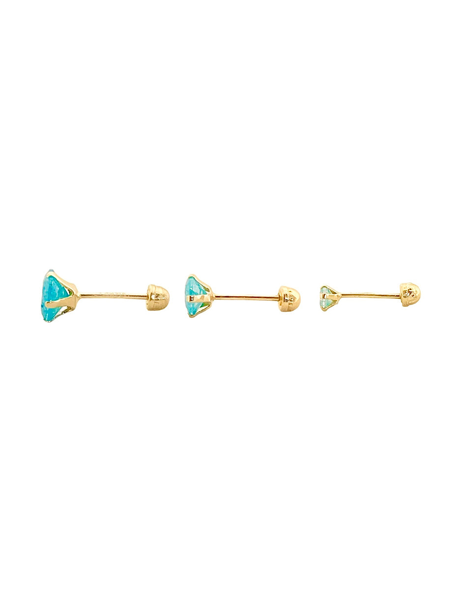 Set de Piercing Zirconia Ice Turquesa - en Oro de 10k