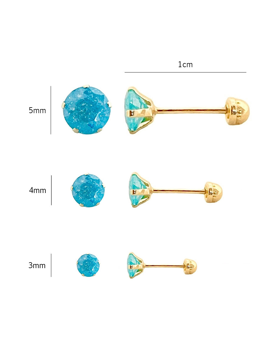 Set de Piercing Zirconia Ice Turquesa - en Oro de 10k