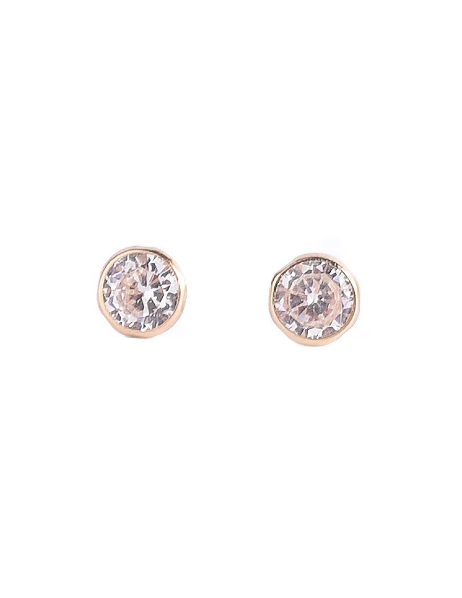 Broquel Biselado Recien Nacida con Zirconia en Oro 10k