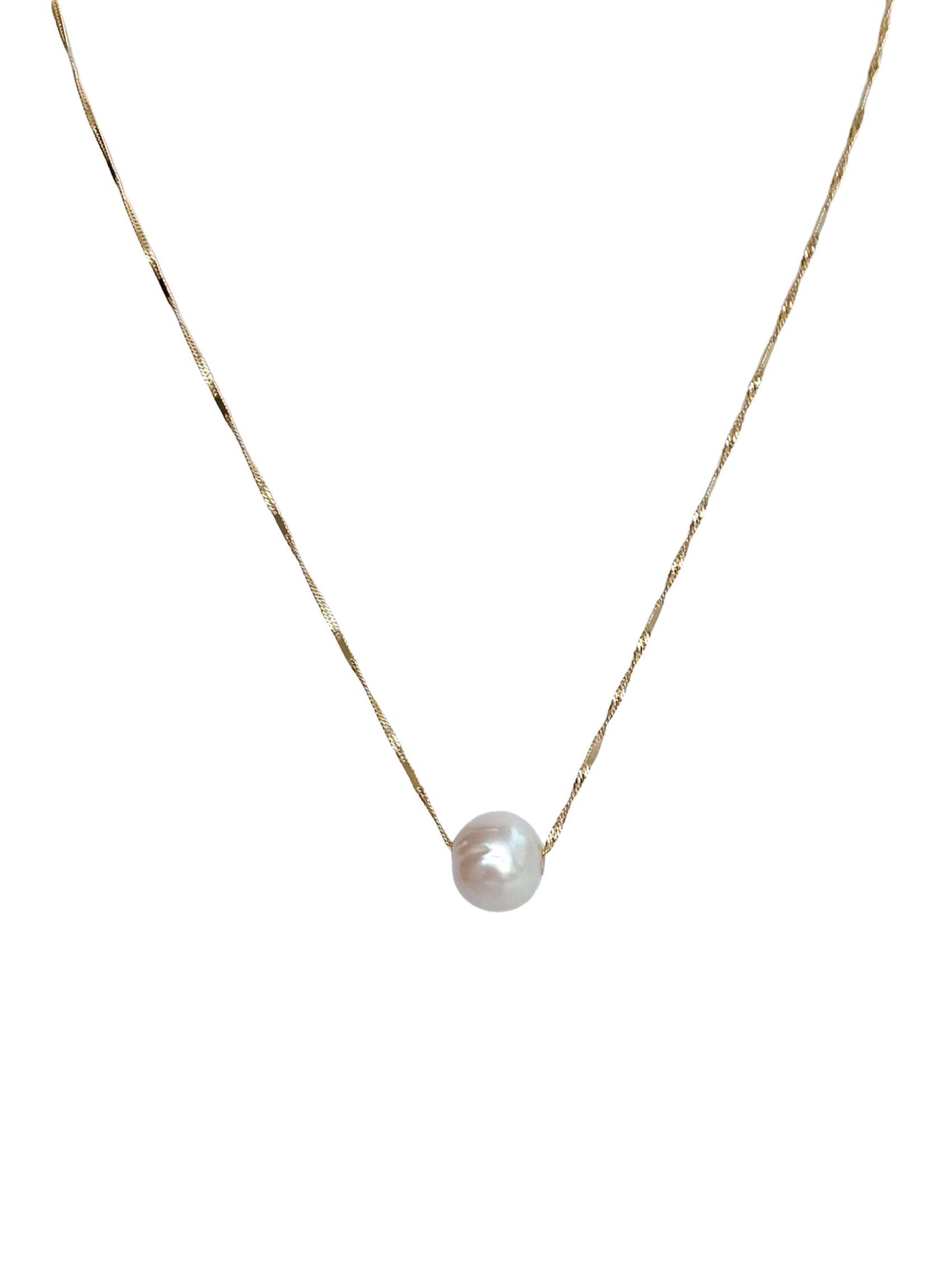 Collar de Perla Natural 12mm en Oro Italiano de 10k