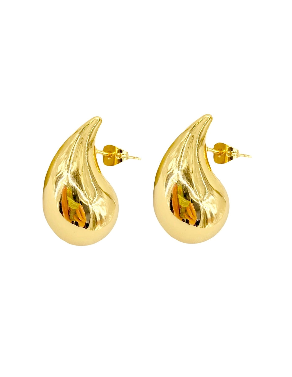 Aretes en Forma de Gota en Chapa de Oro