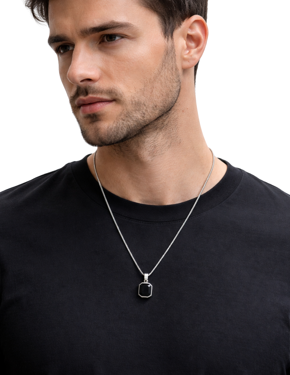 Collar Plateado de Hombre - Acero