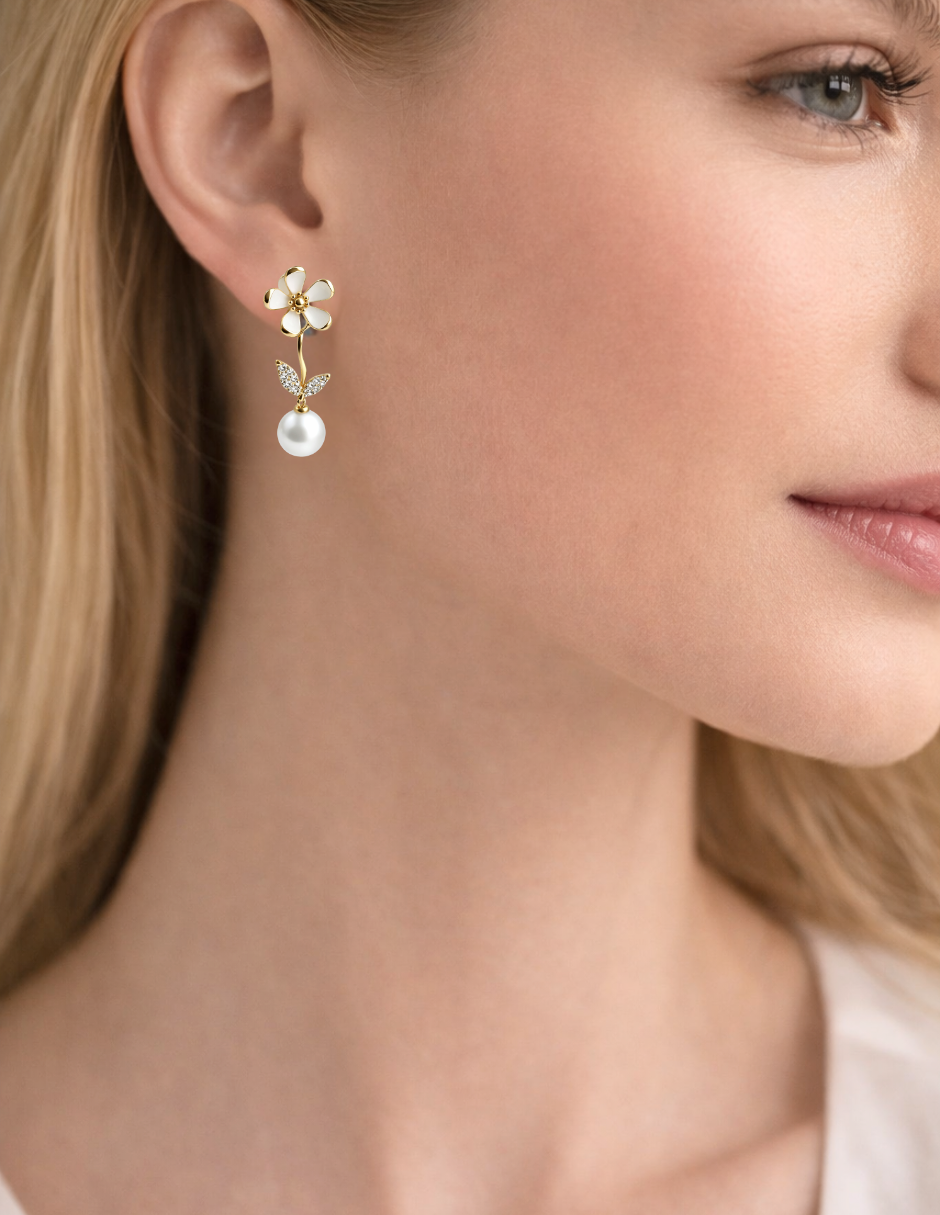 Dúo de Aretes en Chapa de Oro 14K