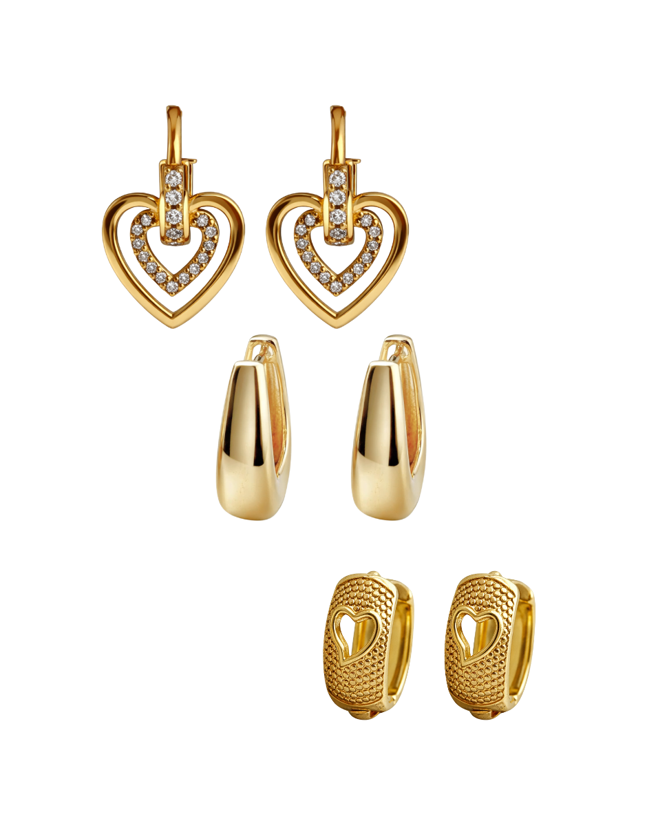 Set de Aretes en Chapa de Oro 14K