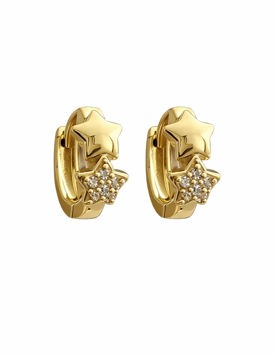 Dúo de Aretes en Chapa de Oro 14K