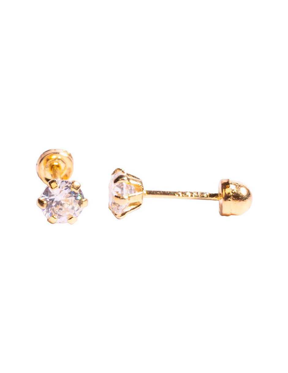 Broquel Zirconia Blanca en Oro de 10k