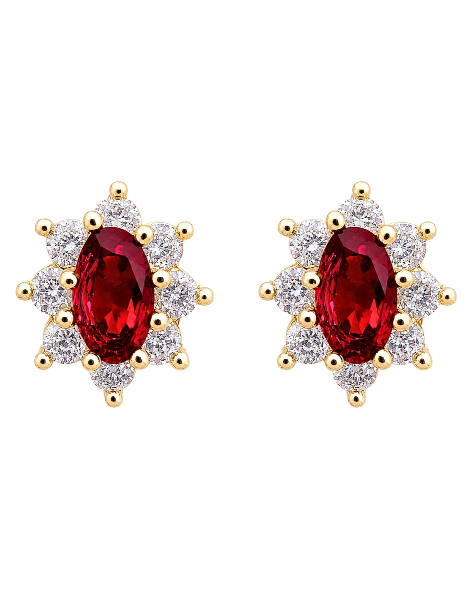 BROQUELES DE FLOR IMPERIAL ROJO DE ORO DE 10K
