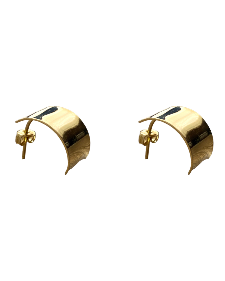Arracadas Lamina Curva en Chapa de Oro 14k