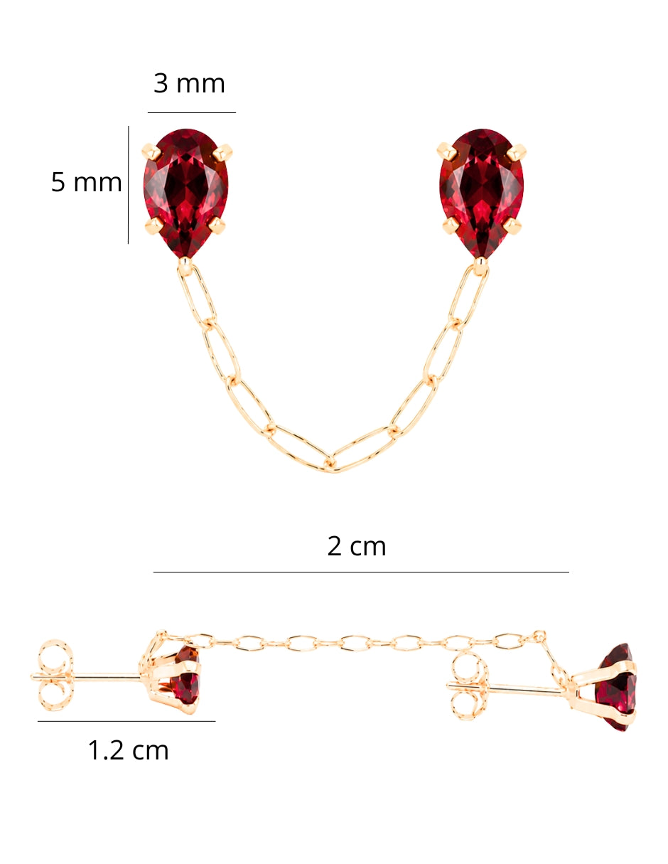 Piercing Granate con Cadena Oro 10K