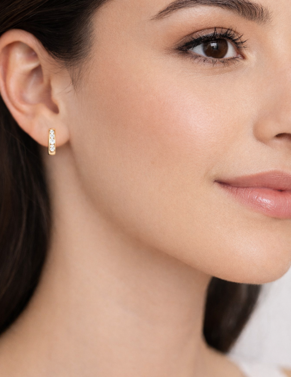 Arracadas con Zirconias - en Oro 10k