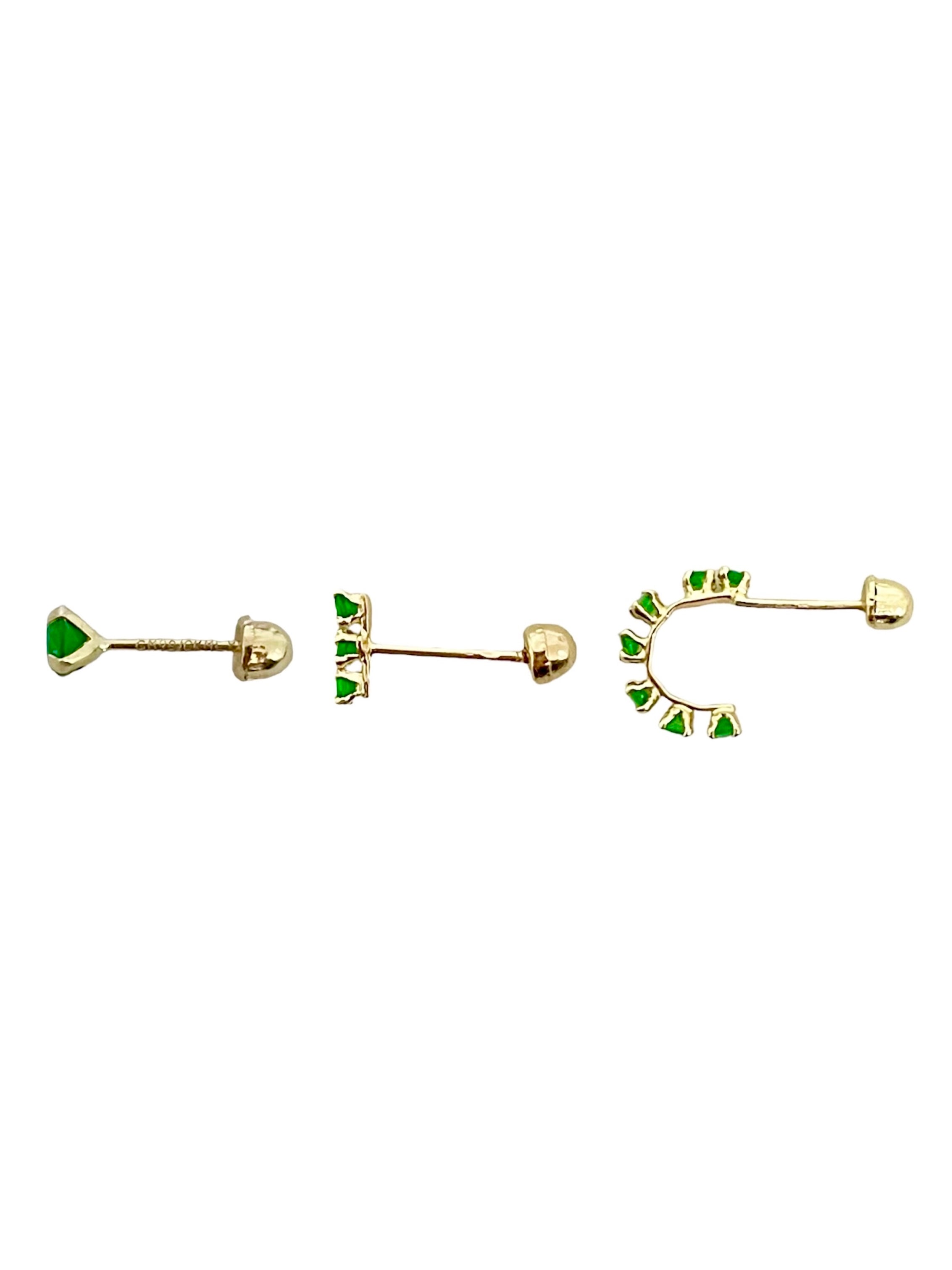 Set de Piercings de Zirconia Verde en Oro de 10k