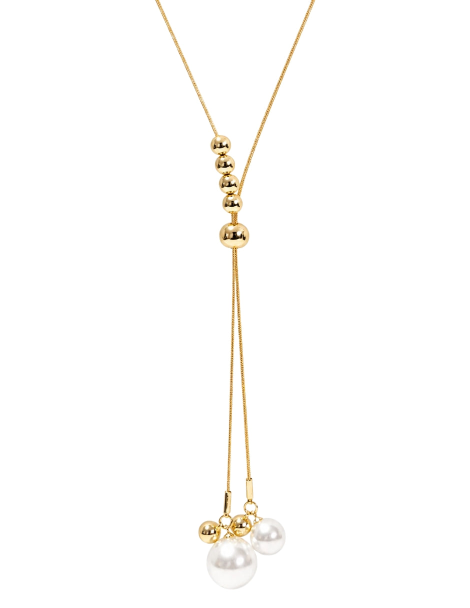 SET CORBATERO Y ARETES CON PERLAS CHAPA DE ORO 14K