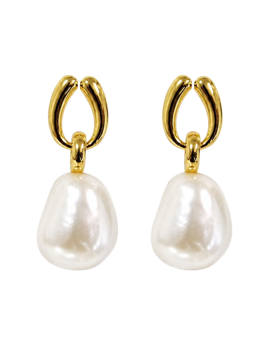 SET CORBATERO Y ARETES CON PERLAS CHAPA DE ORO 14K
