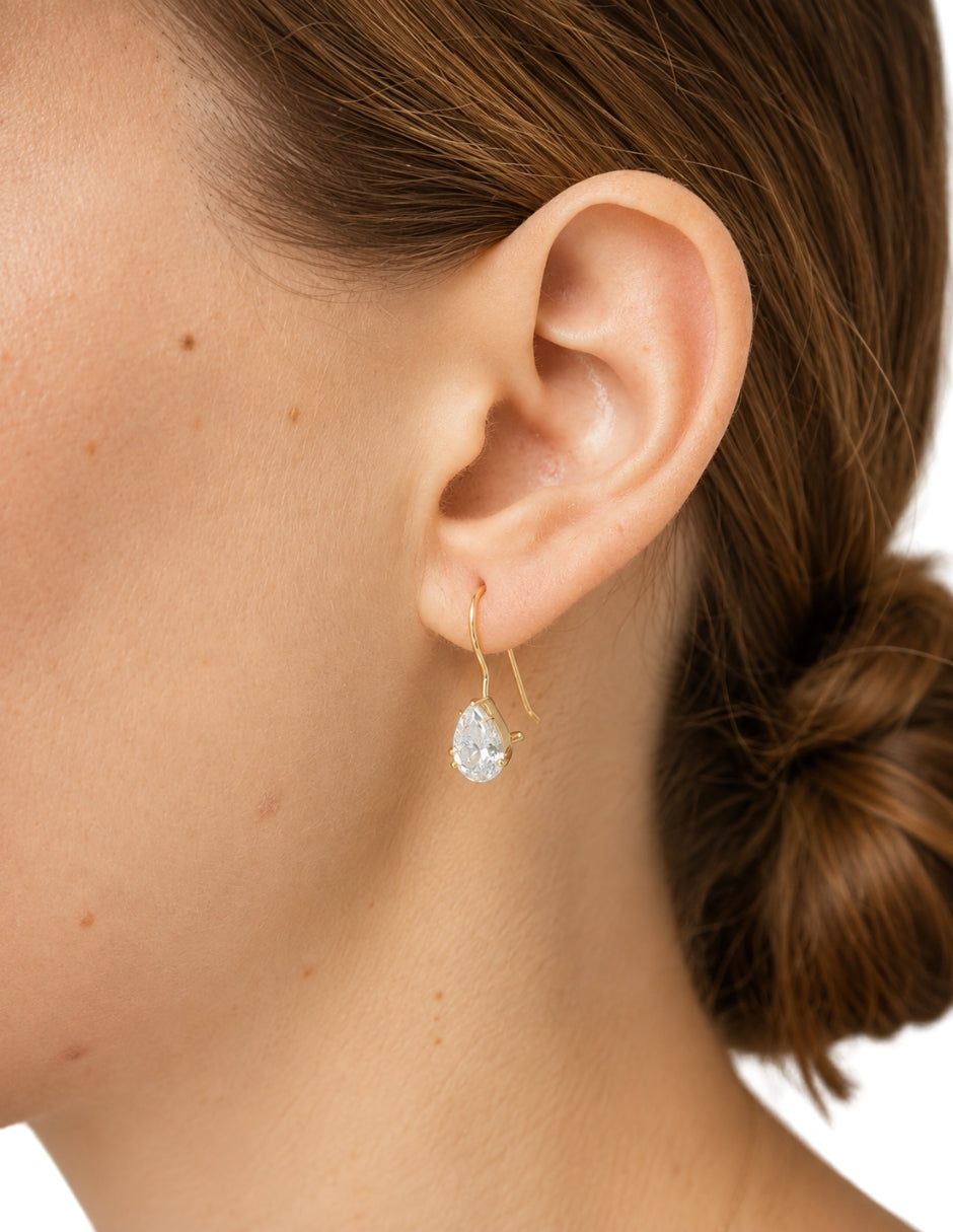 Aretes Gota Zirconia Oro 10k