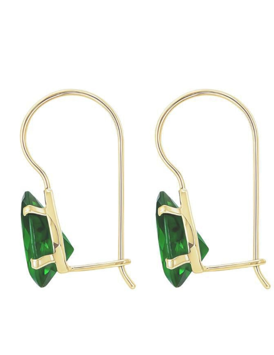 Aretes Zirconia Verde Oro 10k