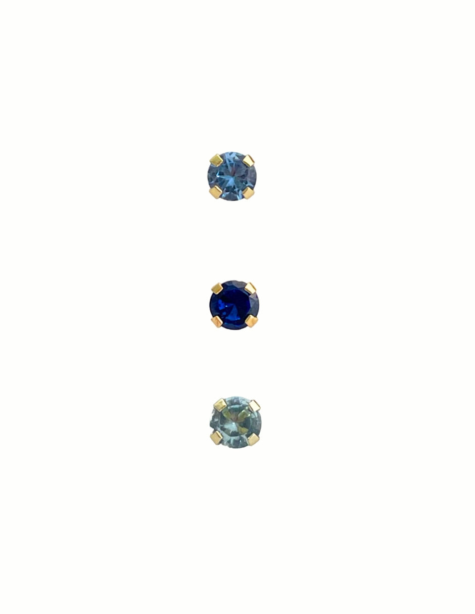Trio de Piercing Azul de Oro 10k