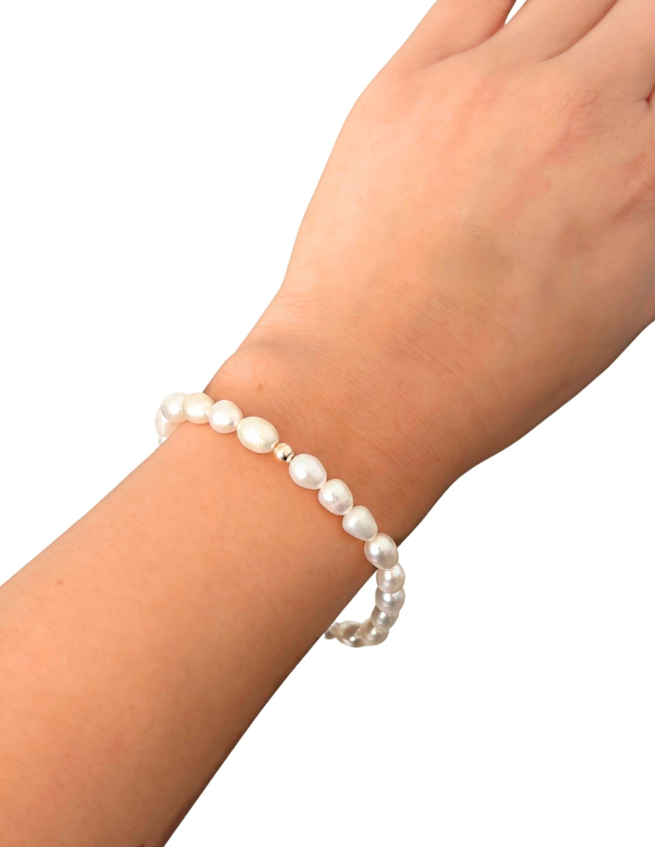Pulseras Perlas Mini Calabazo Rondel Oro 10k