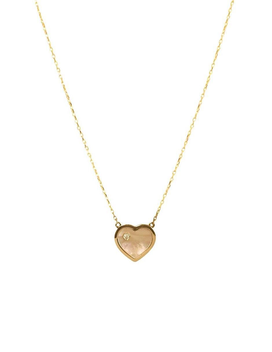 Collar de Corazón con Madre Perla en Oro de 10k