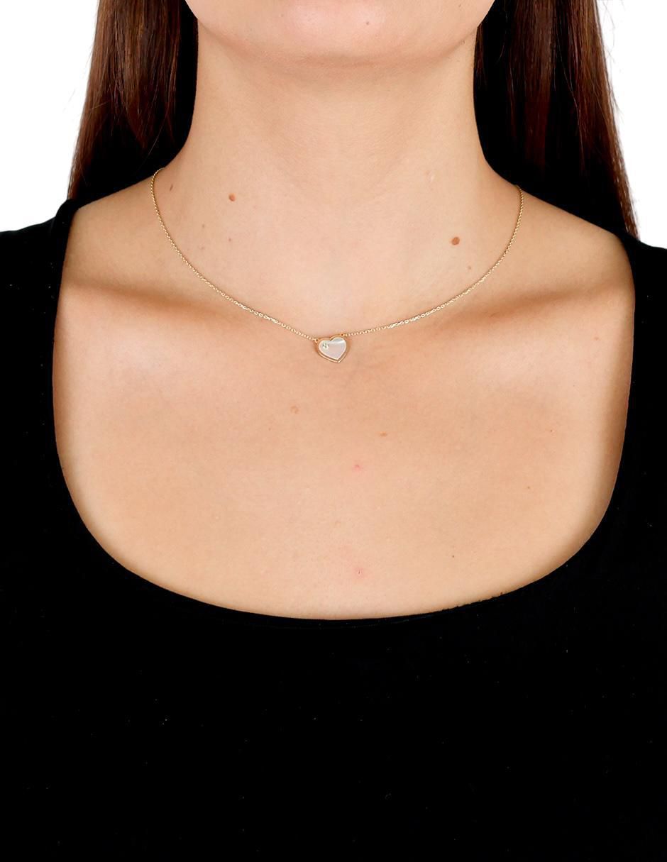 Collar de Corazón con Madre Perla en Oro de 10k