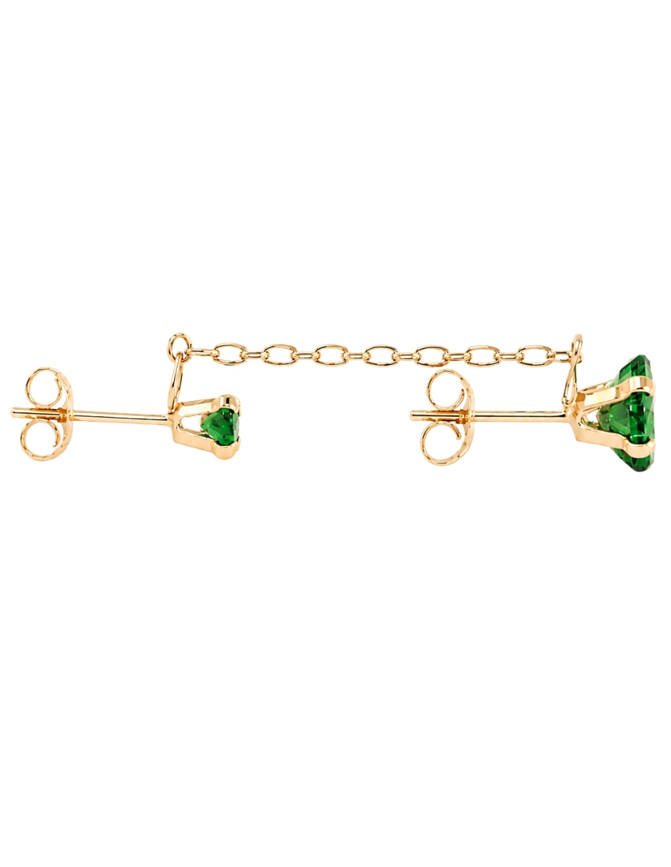 Piercing Esmeralda Oval con Redondo y cadena Oro 10k