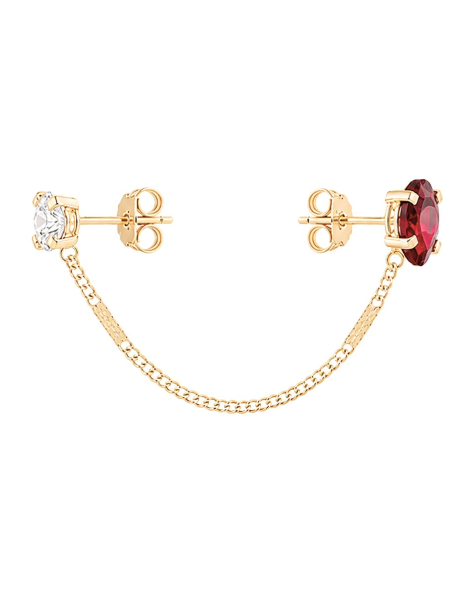 Piercing Granate con Zirconia Oro 10k