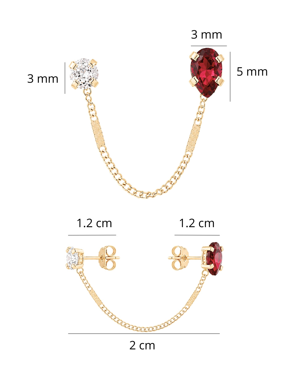 Piercing Granate con Zirconia Oro 10k