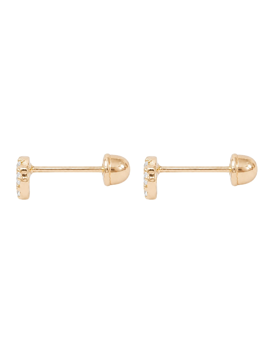 Broqueles hexagonales Mancini de oro 10 K con acabado brillante zirconia