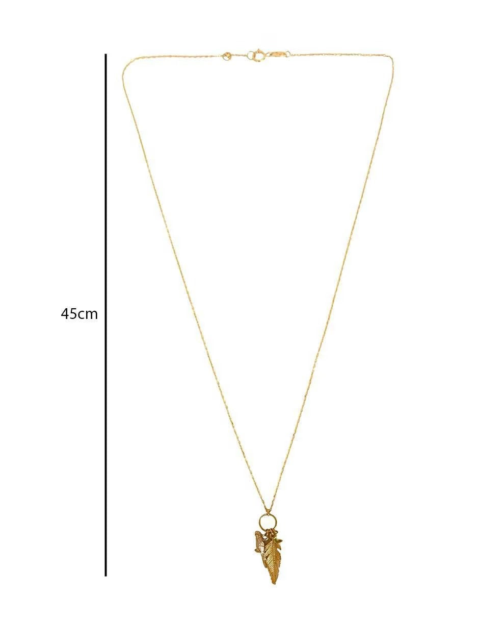 Collar con Dije de Pajaro y Pluma en Oro de 10k