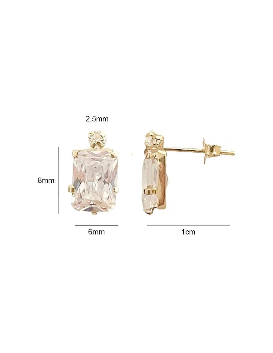 Aretes con Zirconia en Oro de 10k