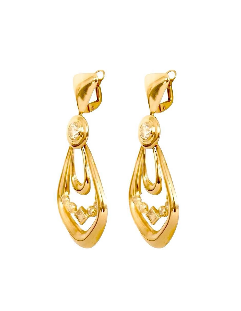 Aretes triangulares en oro 14k