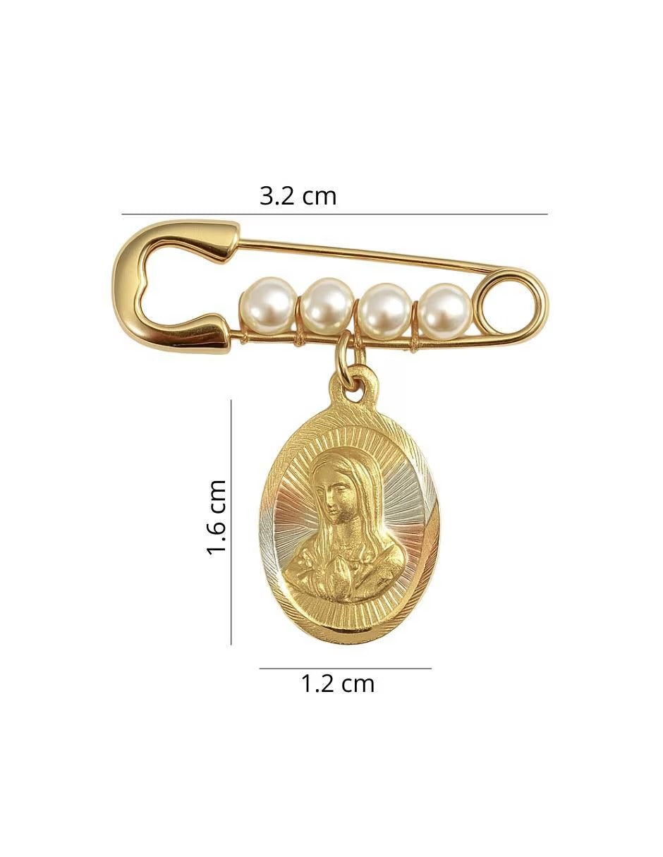 Dije de Virgen Diamantado - en Chapa de Oro