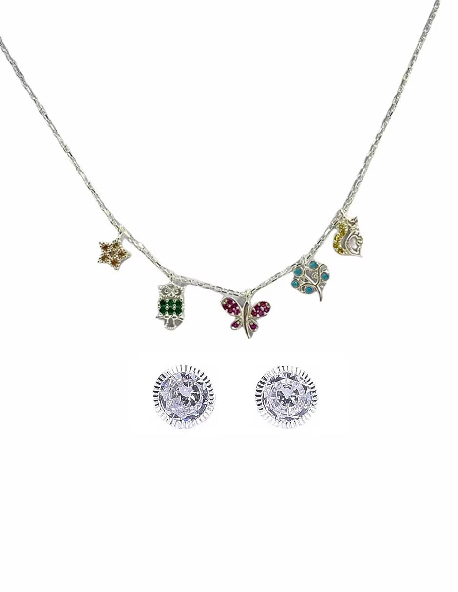 Juego de Gargantilla y Broqueles en Plata de Ley .925