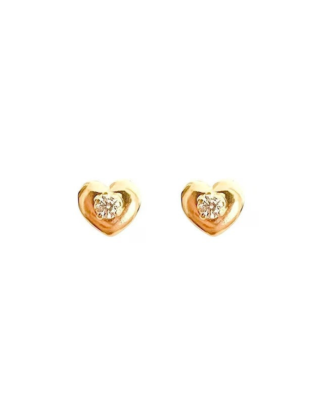 Broquel Corazon con Zirconia en Oro de 10k