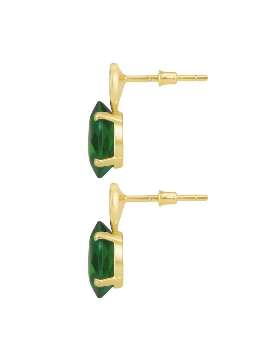 Aretes de Ágata con Zirconia de Corazón en Oro de 14k