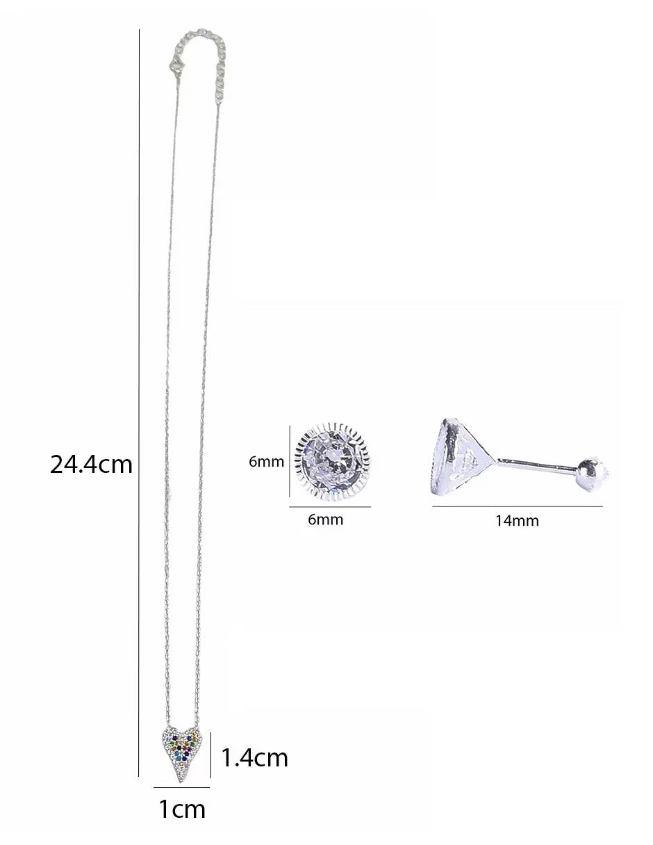 Juego de Gargantilla de Corazón y Broqueles en Plata de Ley .925