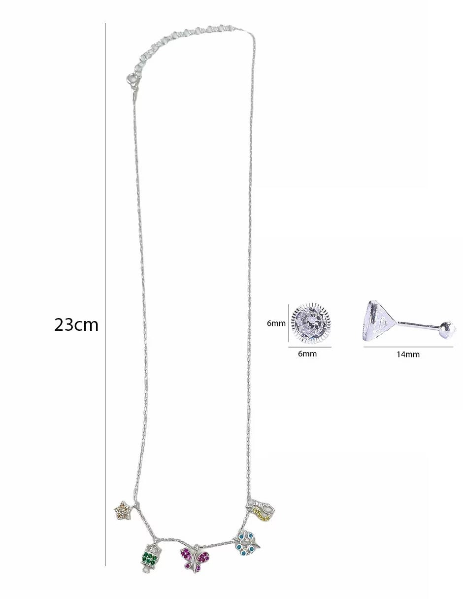 Juego de Gargantilla y Broqueles en Plata de Ley .925