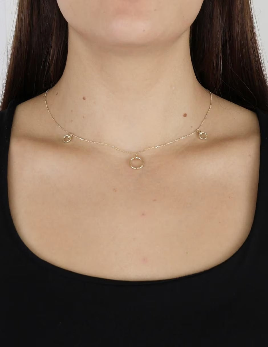 Collar con Dijes Circulares en Oro de 10k