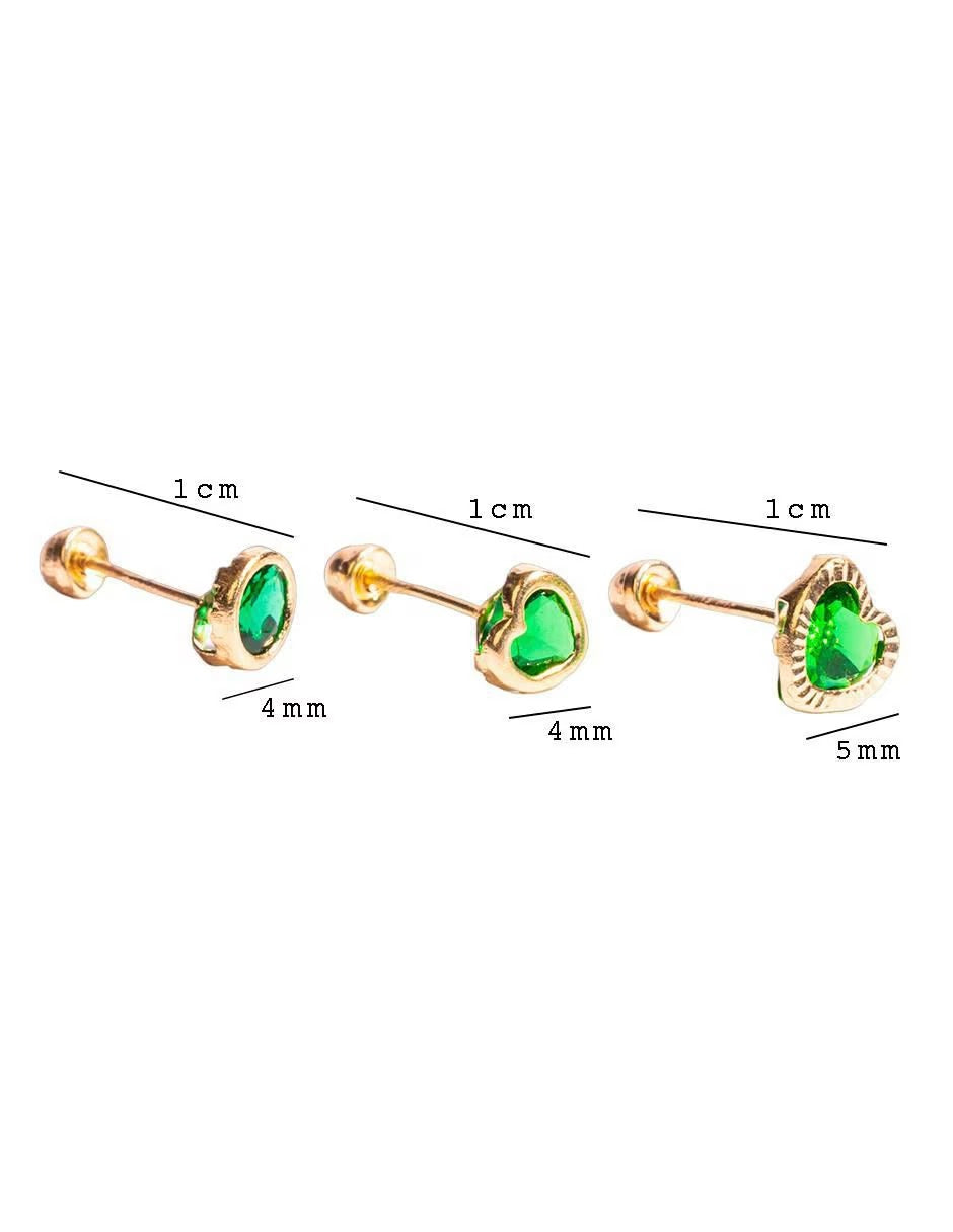 Set de Piercing Zirconia Verde - en Oro de 10k
