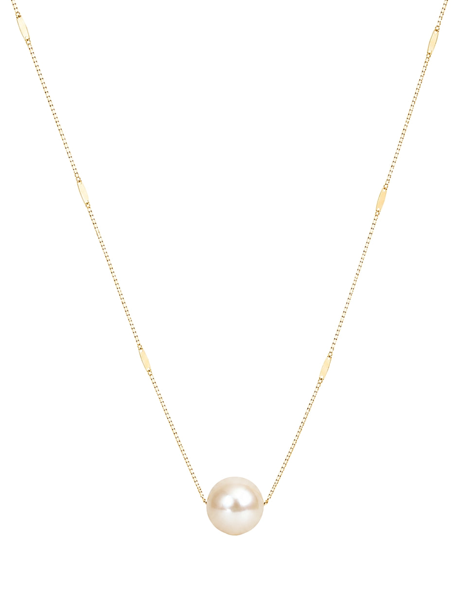 Collar de Perla Natural 12mm en Oro Italiano de 10k