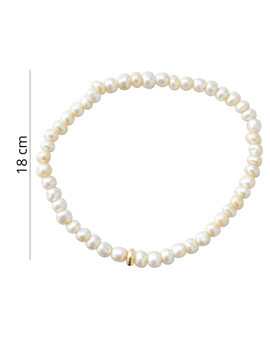 Dúo de pulseras de Perla con rondel de oro amarillo 10k
