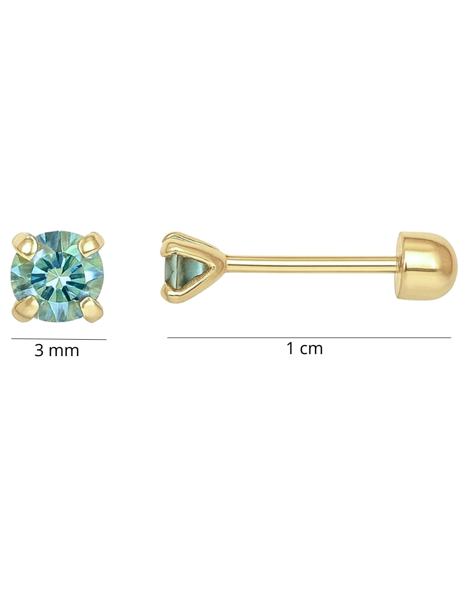 Broquel Zirconia Azul Oro 10k