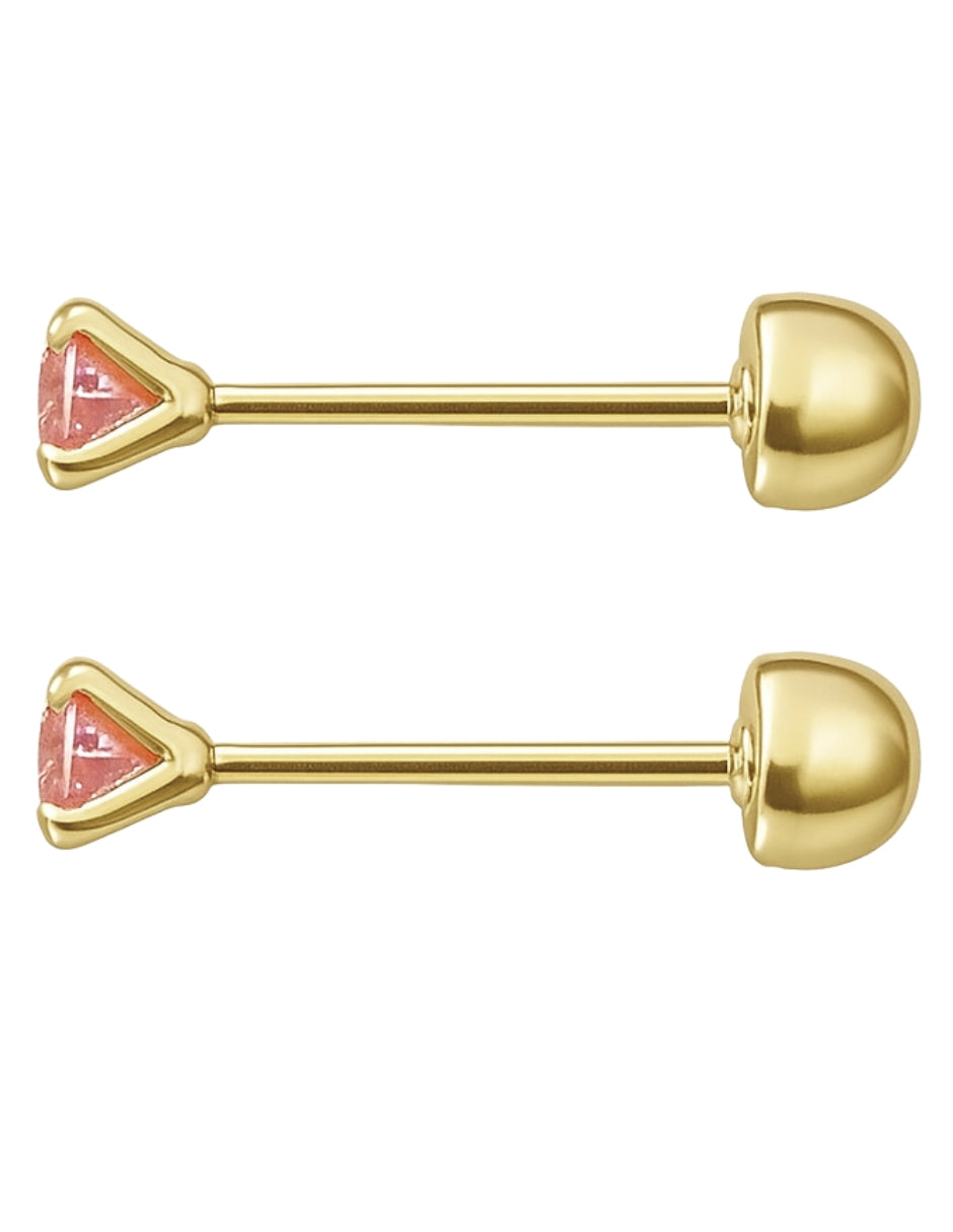 Broqueles Zirconia Rosa Oro 10k