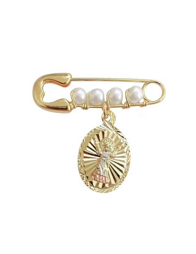 Dije de Divino Niño Oval - en Chapa de Oro